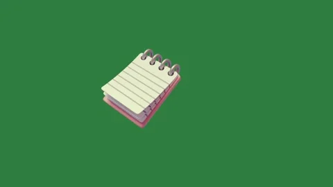 A green screen with note pad on it and clipboard animated chromakey background Stock Footage 335937659