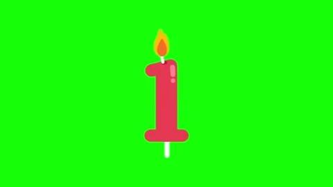 Green Screen Number 1 Birthday Candle Animation. Stock-Footage 335628150