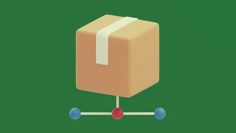 Green screen object on square shaped piece paper food carton box green screen Video stock 335980477