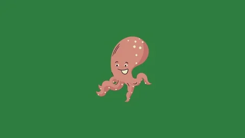 A green screen with an octopus on it and pink background cartoon character Vidéo 335129855