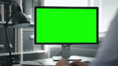 Green screen of office computer Stock Footage 156302901