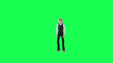 Green screen old bald man begging for help, front angle chroma key Video stock 259824297