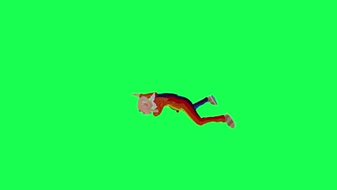 Green screen old clown falling down, right angle chroma key Stock Footage 259824941