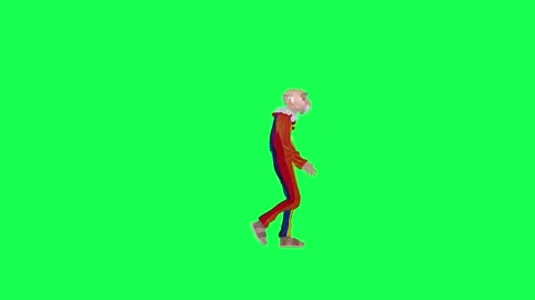 Green screen old clown walking, left angle chroma key Stock Footage 259824926