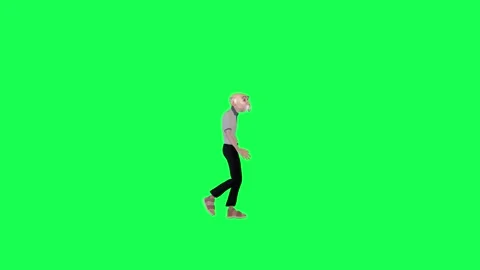 Green screen old tall man walking chroma key, left angle Stock-Footage 259824232