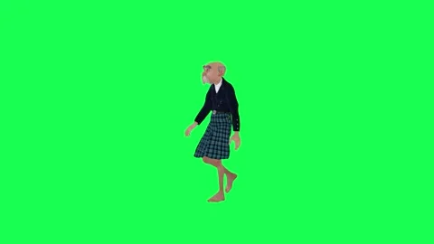Green screen old tall man in local clothes walking, right angle 스톡 동영상 259824970