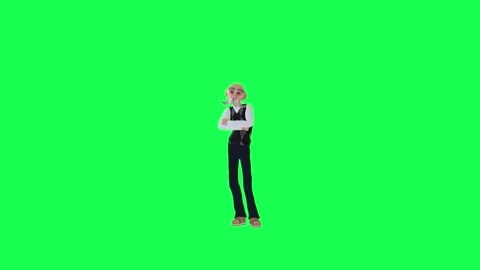 Green screen old thin man waiting angry, front angle chroma key 스톡 동영상 259824286