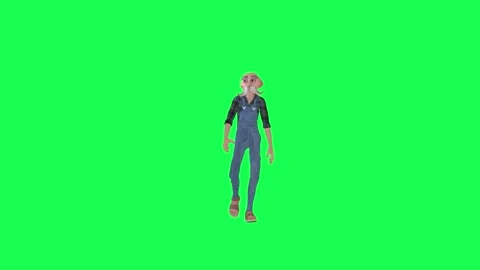 Green screen old worker man walking, front angle chroma key Stock-Footage 259824864