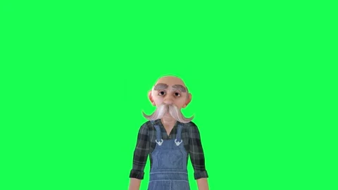 Green screen old worker man talking, front angle chroma key Stock Footage 259824875