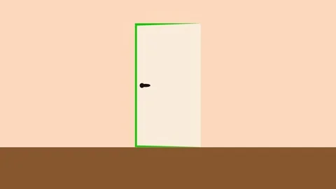 Green Screen Open Door Animation in Peach Colored Room Video stock 304478456