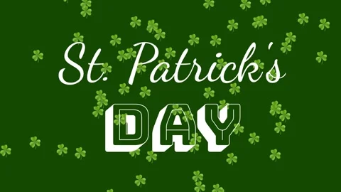 Green screen opening sending shamrocks drifting over St Stock Footage 329455074