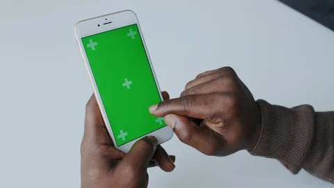 Green Screen or Mock-up Tracking. Swipes Left, Scrolling Up, Zoom In, Tapping Stock Footage 120681919