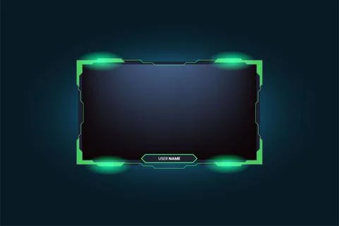 Green screen overlay vector on a dark background. Live gaming screen panel .. Illustrazione stock