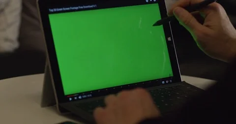 Green Screen pen on Digital Tablet Device in a office Stock Footage 85198801
