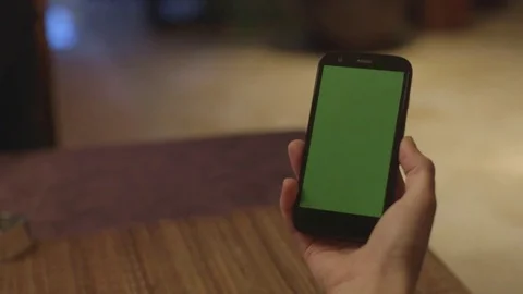 Green Screen Phone in Hand Stock Footage 76130553