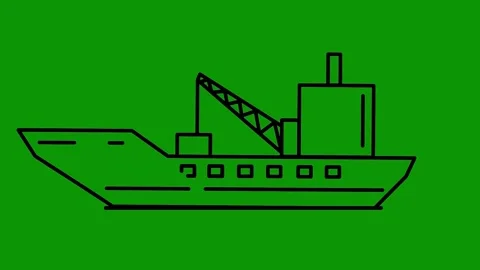 Green screen phone line drawing boat black ship cargo icon animated chromakey 스톡 동영상 314068331
