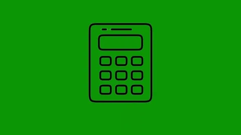 Green screen phone line drawing black icon cell calculaer animated chromakey Stock Footage 314068482