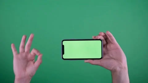 Green screen phone okey Stock Footage 236375932