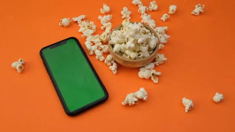 Green screen phone popcorn Stock Footage 260162261