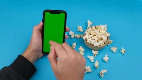 Green screen phone popcorn Stock Footage 260162735