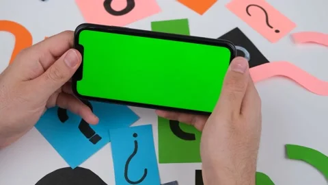 Green screen phone question mark Stock Footage 237806608