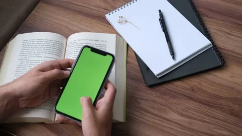 Green screen phone working Stock Footage 236372761