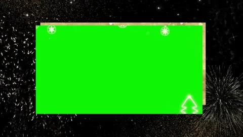 Green Screen Photo Frame with Fireworks Background - New Year Celebration Video  Stock Footage 337764252