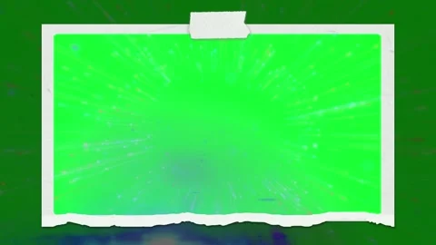 Green screen photo frame with torn paper edges and tape for video editing Stock Footage 342894662