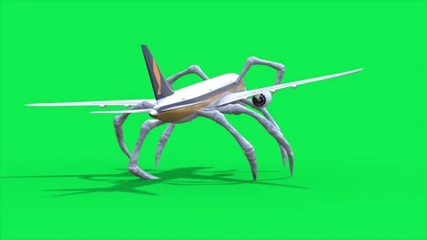 Green Screen Plane Eater Monster Loop Back 3D Animations SCP Rendering CGI C Stock Footage 296686461