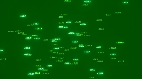 Green screen with positive random floating numbers. Stock-Footage 300886913