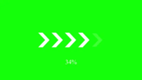 Green screen progress bar animation with white chevron arrows and increasin.. Video stock 343697823
