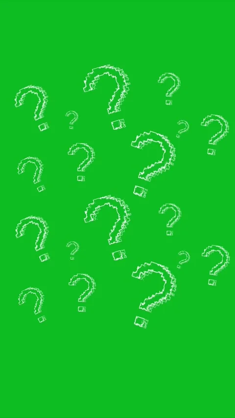 Green screen question marks glitch symbols, floating punctuation icons, clean ch Stock Footage 340569706