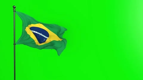 Green Screen Realistic 3D flag of Brazil Stock Footage 132051331
