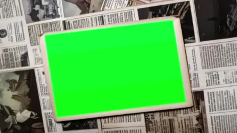 Green Screen Rectangle Frame Mockup on Newspaper Background Stock Footage 328205588