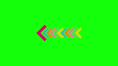 A green screen with red arrow on it and colorful background animated chromakey Video stock 346200155