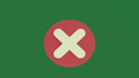 Green screen red circle dot screen cross mark object x sign green screen Video stock 335981612