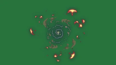 A green screen with red dot on it and background fire flames white border ball Stock Footage 335681440