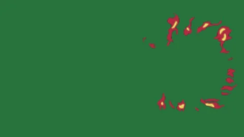 A green screen with red fire on it and in the middle some dots background Video stock 335682698