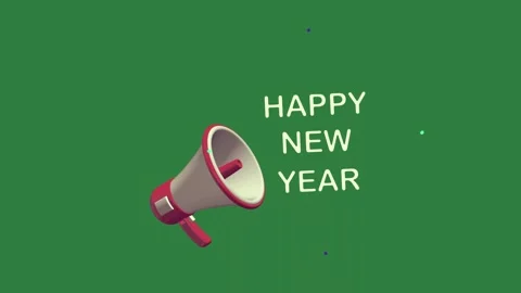 Green screen red megaphone on the words happy new year it composition style Stock Footage 336049659