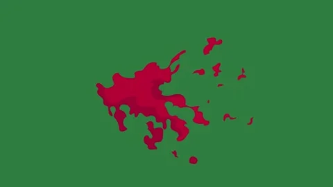 A green screen with red paint on it and map of japan animated chromakey Видео 335065769