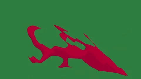 A green screen with red paint on it and fish cat fire arrow dog animated Vidéo 335065896