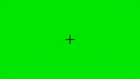 A green screen with red square in the middle and cross on an image of Stock Footage 345496373