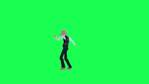 Green screen rich old man dancing in the party chroma key, back angle Stock Footage 259824335