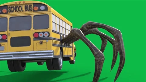 Green Screen School Bus Eater Monster, Horror 3D Animations SCP Rendering CG Video stock 295871864