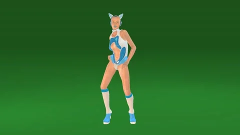 Green Screen Sci-Fi Girl Dancing Including Vanishing Point Stock Footage 132371779