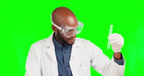 Green screen science, test tube and chemical scientist for healthcare innovation Stock Footage 236769448