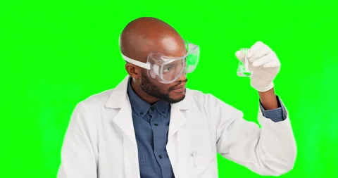 Green screen science, test tube and laboratory man happy for healthcare Stock Footage 237018220