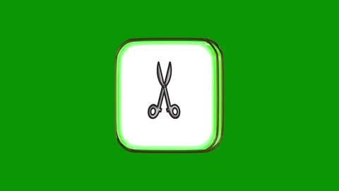Green screen scissors pair square icon background animated chromakey background Stock Footage 314067306