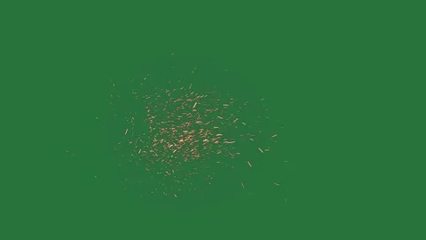 Green screen screen fire in the middle bunch of fireworks gold sparkles green Stock Footage 336050786