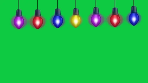 Green screen with a set of glowing hanging lamps ideal for creating. Stock Footage 306771195